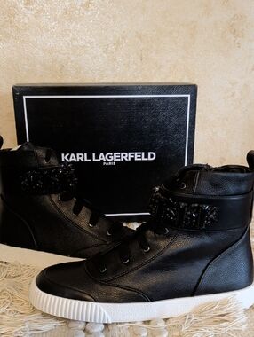 Karl Lagerfeld Sneakers NIB 10 M Blk Leather